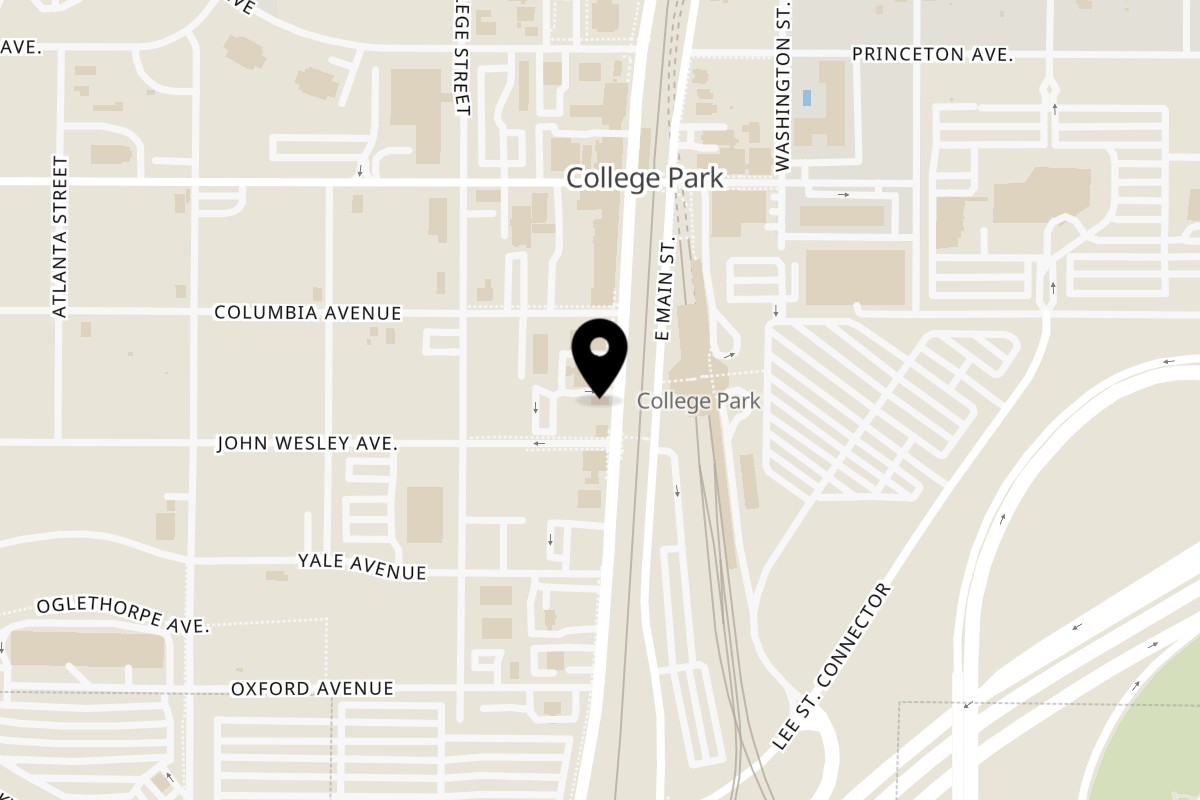 Map showing the location of Tom, Dick & Hank on 3807 Main St in Atlanta